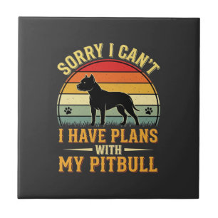 Azulejo Pitbull Planea Vintage Atardecer Amante de los Per