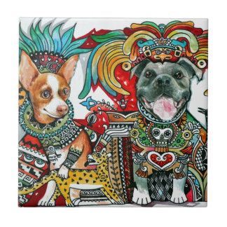 Azulejo Pitbull y chihuahua