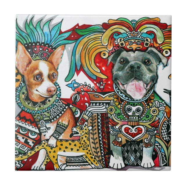 Azulejo Pitbull y chihuahua (Frente)