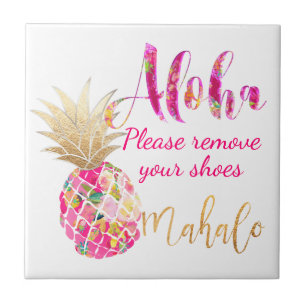 Azulejo PixDezines Aloha Piñas, rosa caliente