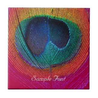 Azulejo PixDezines Psychedelic Peacock, frambuesa