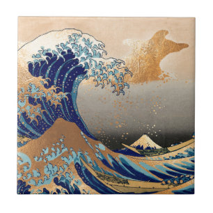 Azulejo PixDezines Vintage Gran Ola Hokusai 葛飾北斎の神奈川沖浪