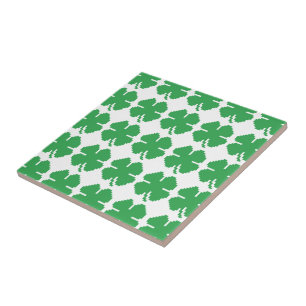 Azulejo Pixel Lucky Four Leaf Clover de 8 bits