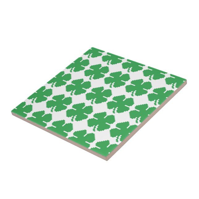 Azulejo Pixel Lucky Four Leaf Clover de 8 bits (Lado)