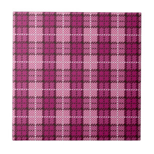 Azulejo Pixel Plaid_Magenta-Black