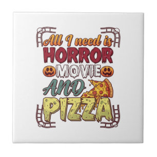 Azulejo Pizza de Película de Terror Halloween Calabaza Crá