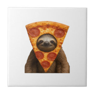 Azulejo Pizza de perezoso divertida broma rara meme lindo 