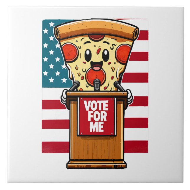 Azulejo pizza patriótica vota por mí (Frente)