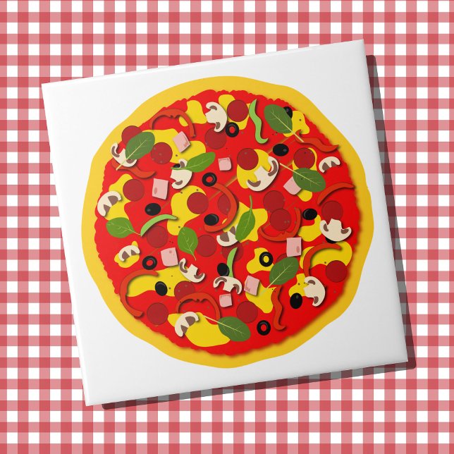 Azulejo Pizzeria Pepperoni Pizza Colorosa (Colorful pizzeria ceramic wall tile)