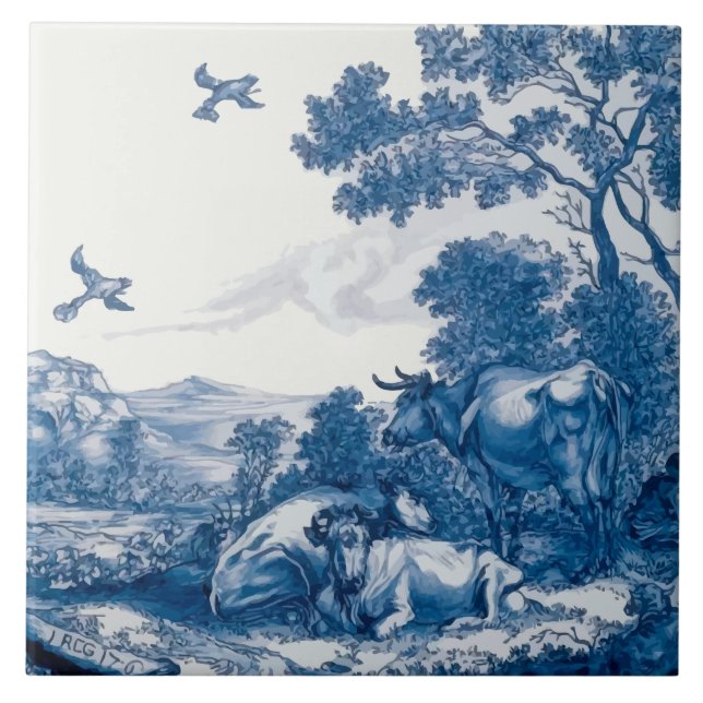 Azulejo Placa antigua de Delftware del holandés (Frente)