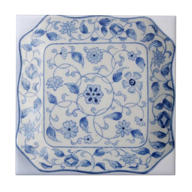Azulejo Placa caliente de la cocina en azul y blanco (Frente)