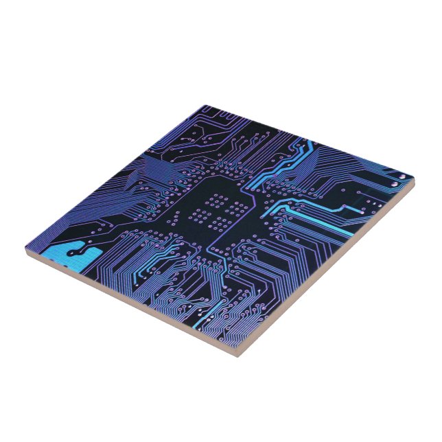 Azulejo Placa de circuito electrónico azul del nerd de sal (Lado)