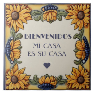 Azulejo Placa de girasoles de bienvenida Mi Casa Es Su Cas