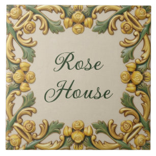Azulejo Placa de nombre de casa personalizada Flores de Ro