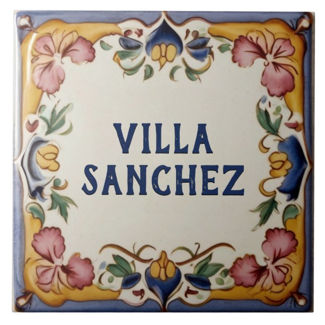 Azulejo Placa de nombre de la casa de diseño española pers (Frente)