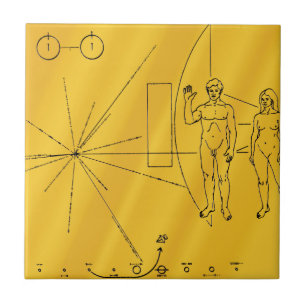 Azulejo Placa de oro de la sonda espacial Pioneer 10 de la