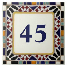 Placa de señalización del número de la casa mosaic