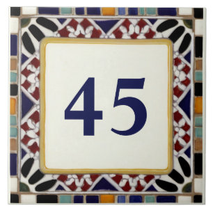 Azulejo Placa de señalización del número de la casa mosaic