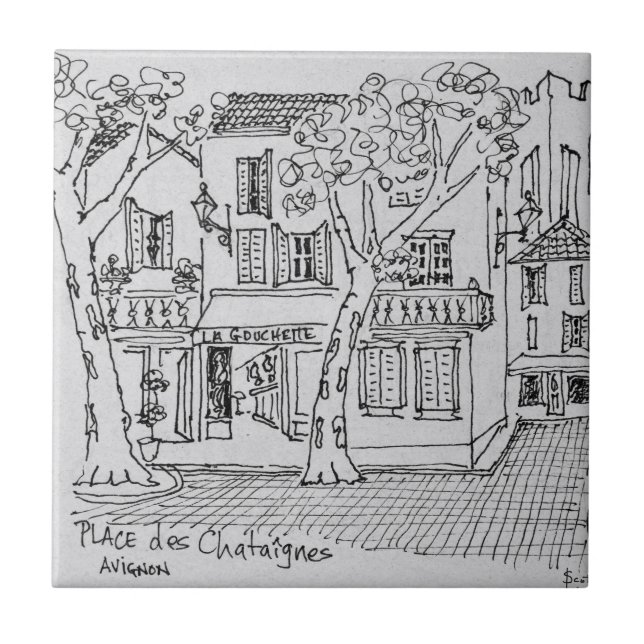 Azulejo Place des Chataignes| Aviñón, Francia (Frente)