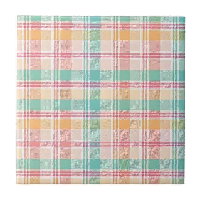 Azulejo Plaid de cuadros multicolor (Frente)