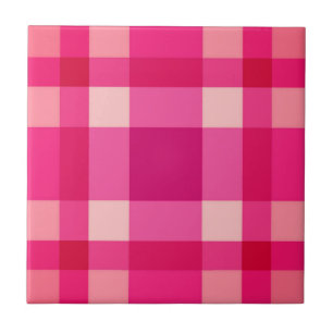 Azulejo Plaid Moderno de Medianos Siglo, Rosa Fucsia y Vin