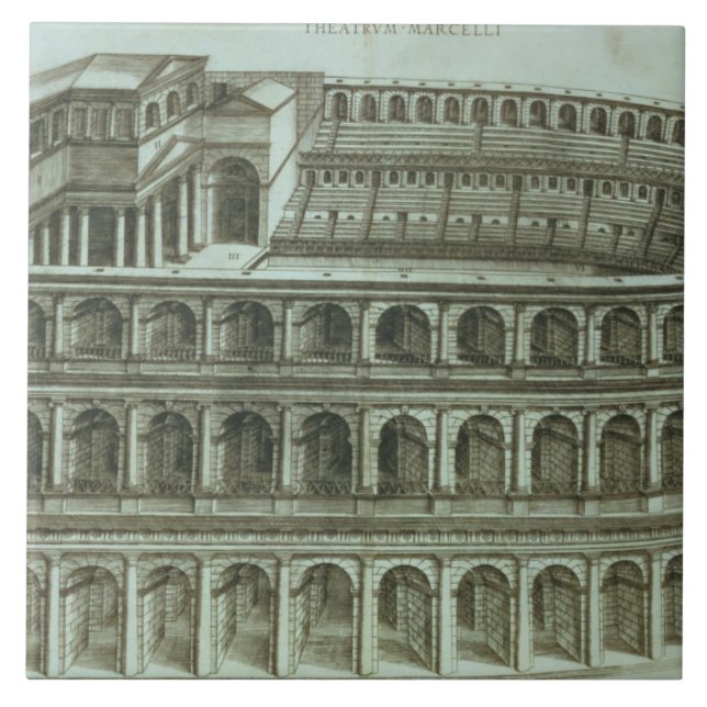 Azulejo Plan del teatro de Marcelo, Roma, 1558 (engr (Frente)