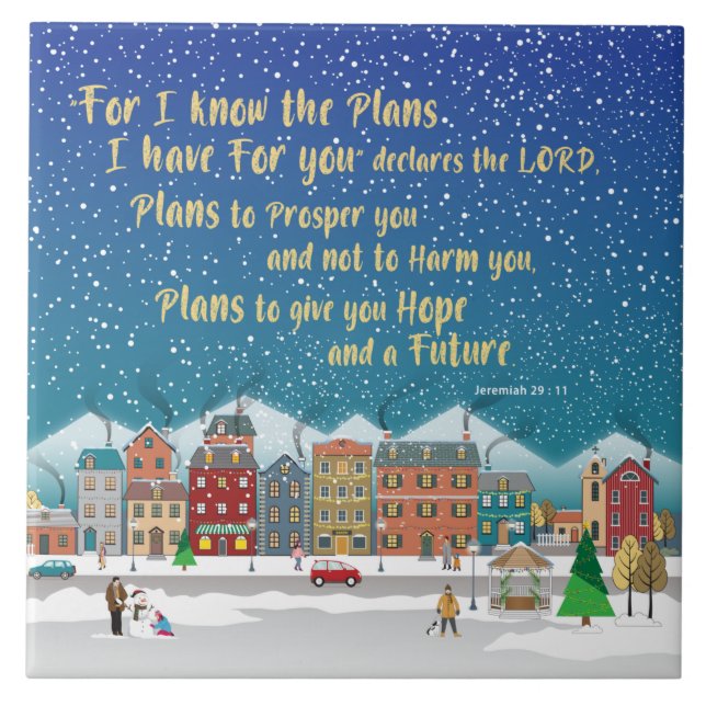 Azulejo Planes para darte esperanza y un futuro Jeremías 2 (Frente)