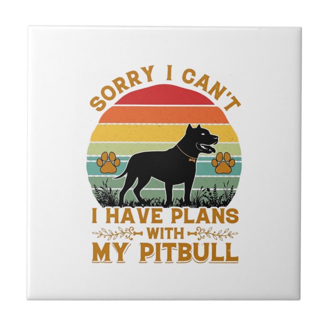 Azulejo Planes para perros Pitbull Atardecer Retro_1 (Frente)