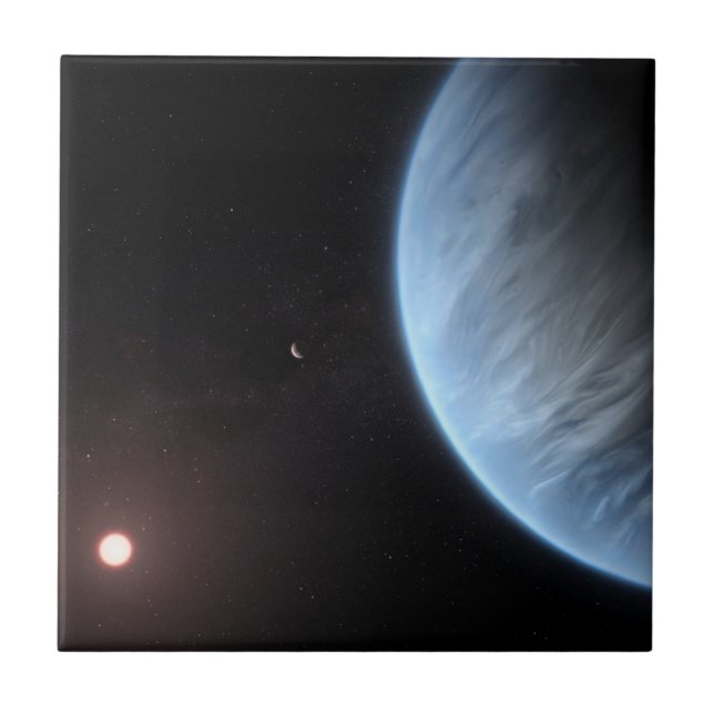 Azulejo Planeta K2-18b, Estrella Anfitriona Y Planeta Acom (Frente)