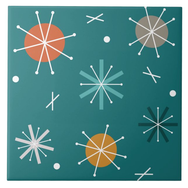 Azulejo Planetas atómicos retro arranca Verde azulados (Frente)