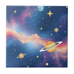 Azulejo Planetas Estrellas Patrón Galaxia Soñadora