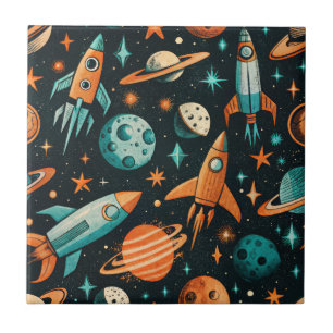 Azulejo Planetas Soñadores Espaciocore Verde Azul Naranja 