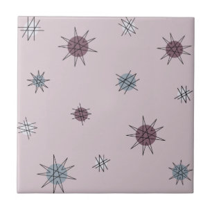 Azulejo Planetas Starburst de la Edad Atómica ligero púrpu