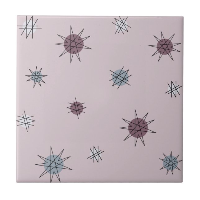 Azulejo Planetas Starburst de la Edad Atómica ligero púrpu (Frente)