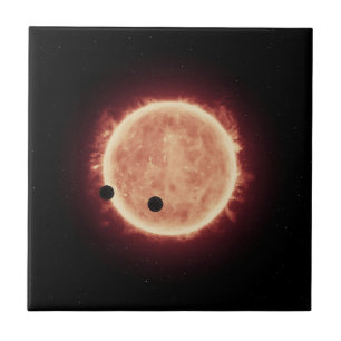 Azulejo Planetas Transitando Estrella De Enano Rojo En Tra