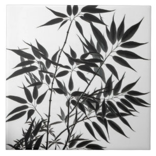 Azulejo Planta de bambú blanco y negro