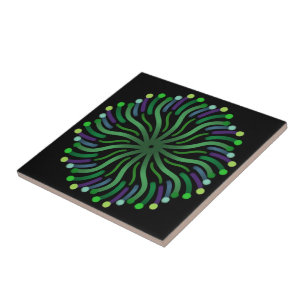 Azulejo Planta De bonito Del Océano Con Tentáculos Curvado