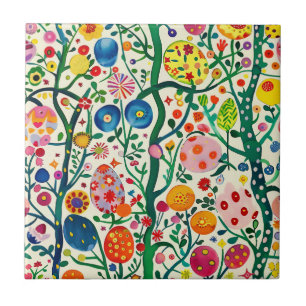 Azulejo Planta de Huevos de Pascua Floral