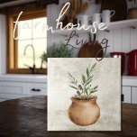 Azulejo Planta de olivo en acuarelas de plantaciones rusas<br><div class="desc">Aceitunas acuarelas y ramas de diseño en una maceta rústica de plantador sobre un fondo falso. Combina y combina con otros azulejos para crear tu aspecto perfecto. 100% de satisfacción del cliente con "Zazzle" todos los días.</div>