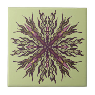 Azulejo Planta del Ojo Psicodélico - Mandala Botánico Surr