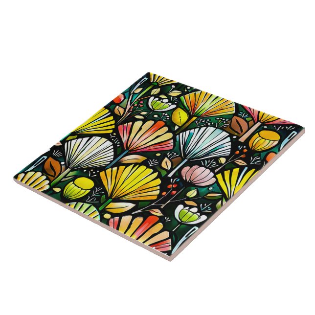 Azulejo Planta Diseño Tile Cerámico (Lado)