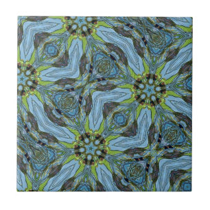 Azulejo Plantas de arte abstracto geométrico turquesa