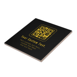 Azulejo Plantilla de código QR y texto editable | Negro y 