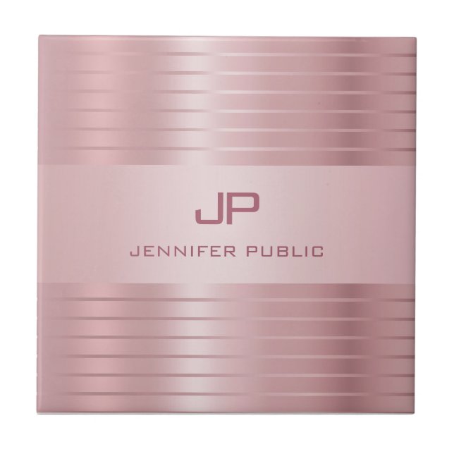 Azulejo Plantilla de oro Rosa de moda Monograma moderno (Frente)