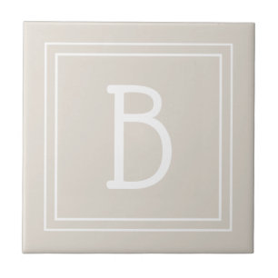 Azulejo Plantilla inicial monogramada moderna Tan Brown