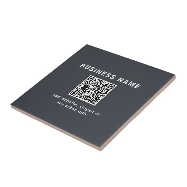 Azulejo Plantilla simple para su código QR | Gris oscuro (Lado)