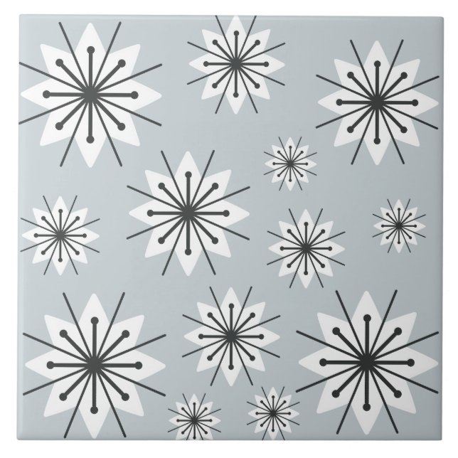 Azulejo Plata de copos de nieve modernos de mediados de si (Frente)