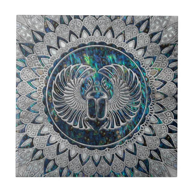 Azulejo Plata y olmo egipcios del escarabajo del (Frente)