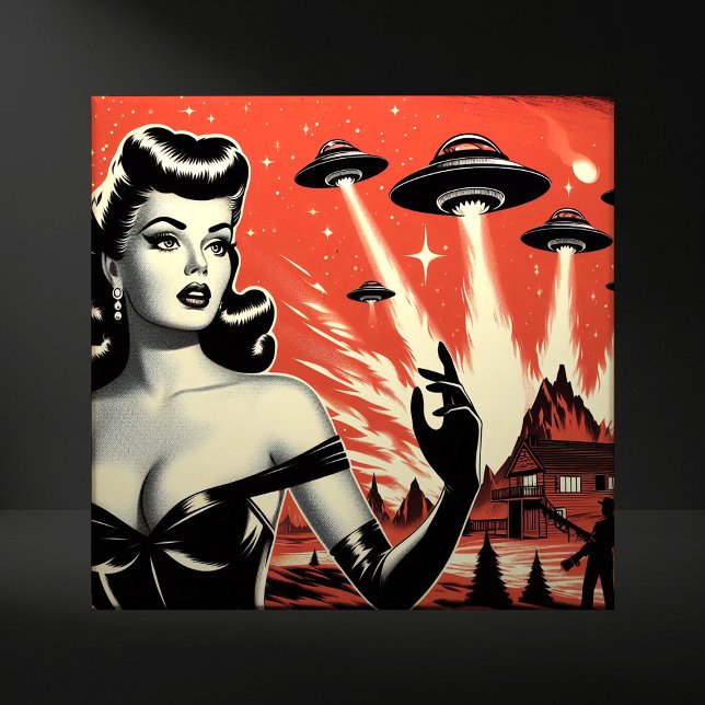 Azulejo Platillos Voladores Vintage Pin-up (Subido por el creador)