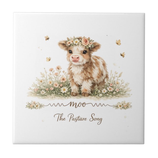 Azulejo platos de papel de vaca Meadow Melody (Frente)